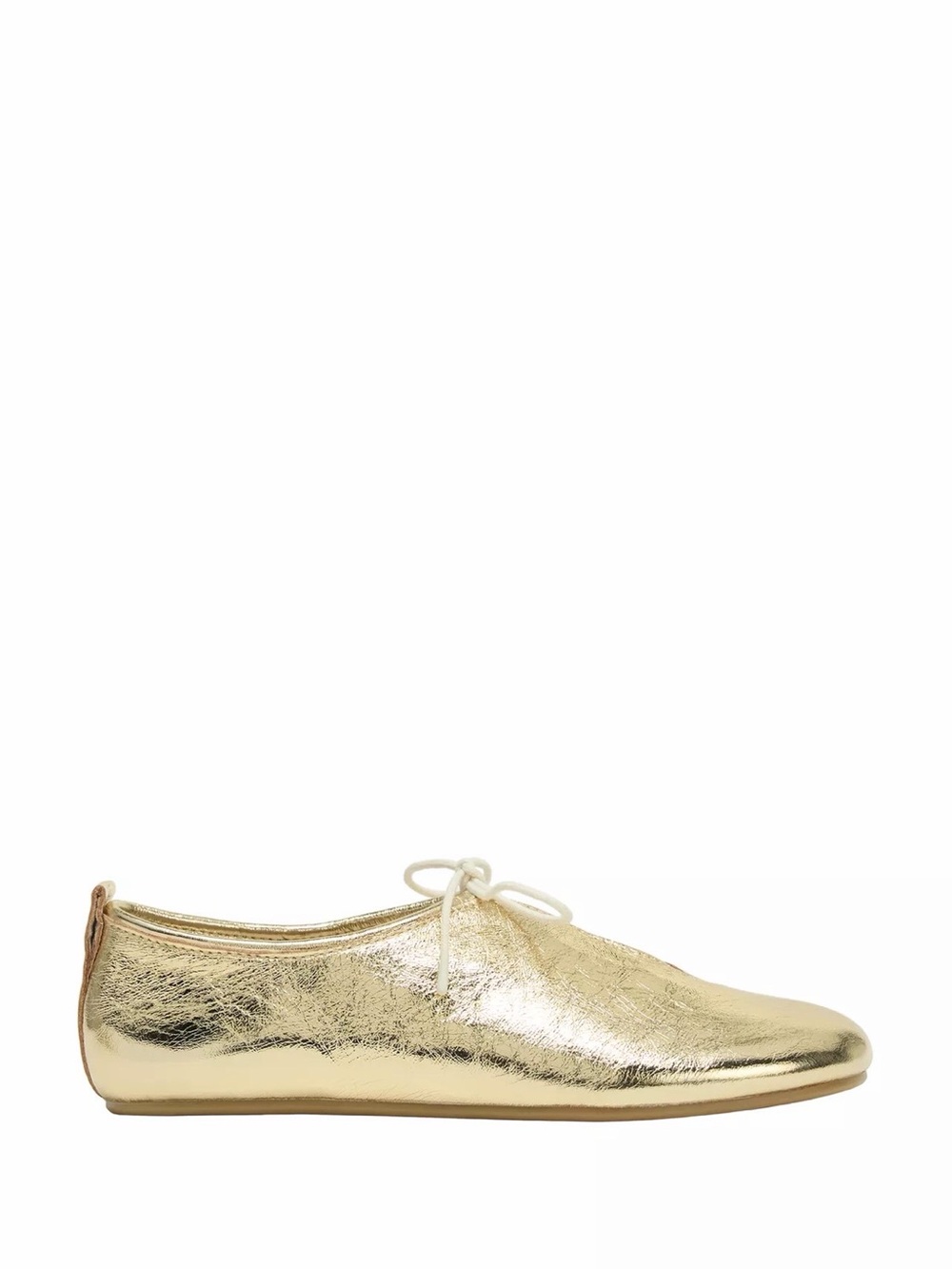 Zara Metallic Gold Tie-Front Ballet Flats
